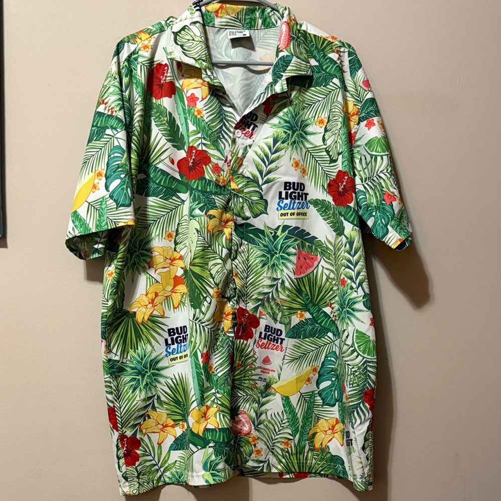 Bud Light Tropical Print Men's Shirt 2XL